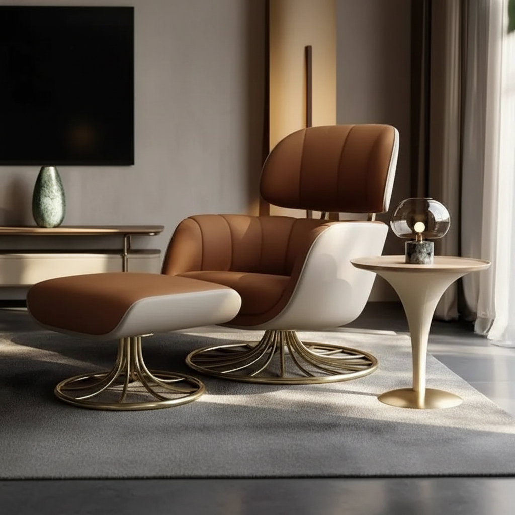 Spiral Gold Lounge Chair – Low Angle
