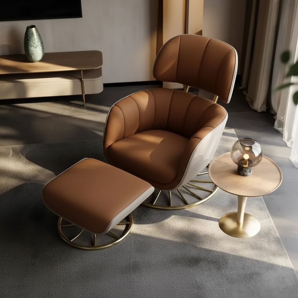 Spiral Gold Lounge Chair – Overhead Diagonal