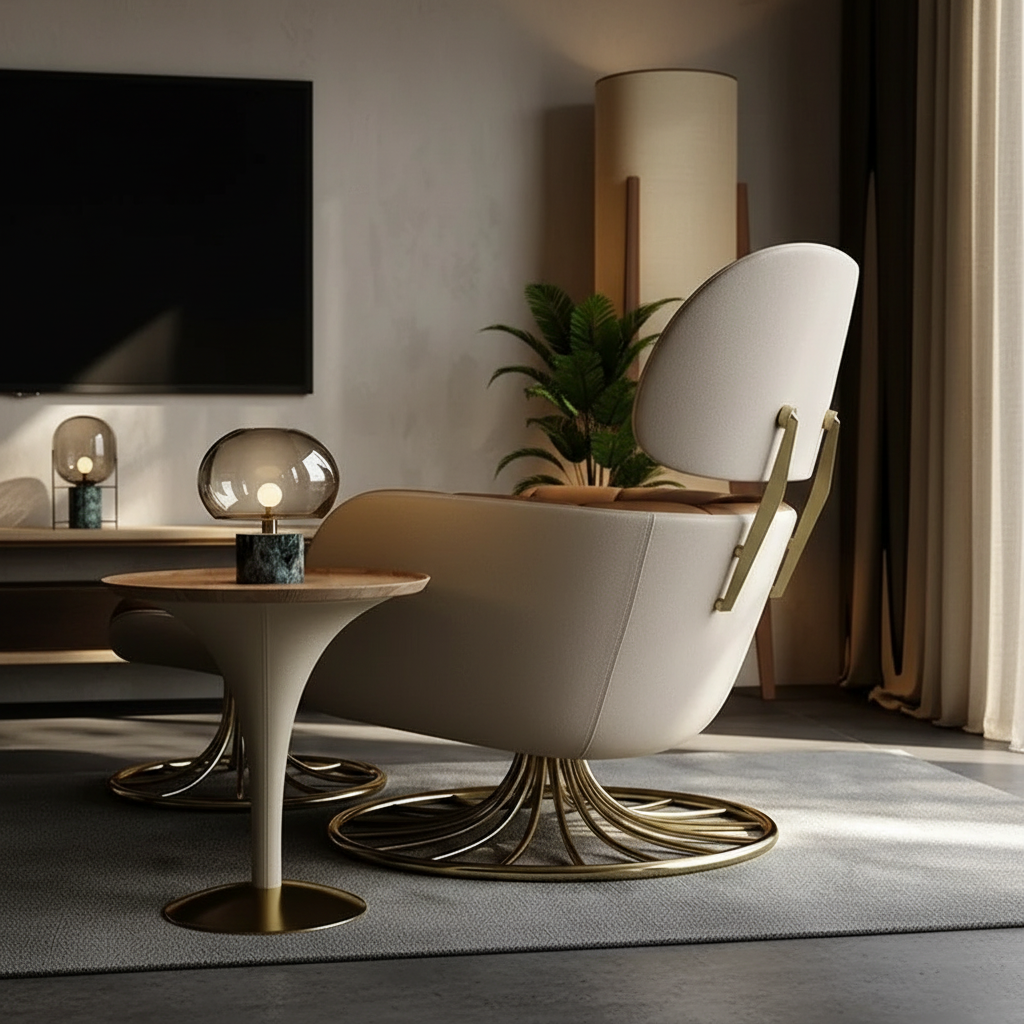 Spiral Gold Lounge Chair – Side Profile