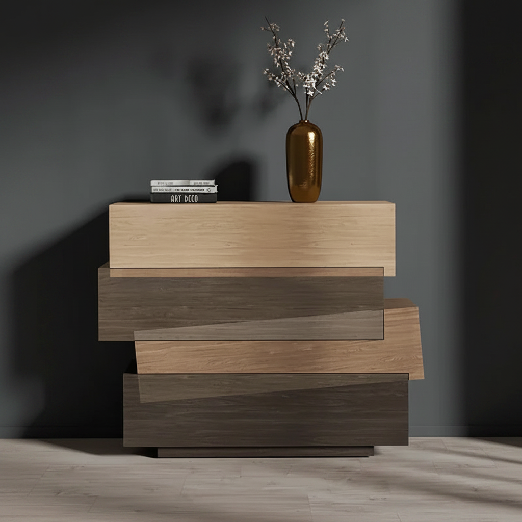 Staggered Drawer Chest – Low Angle Dark Room
