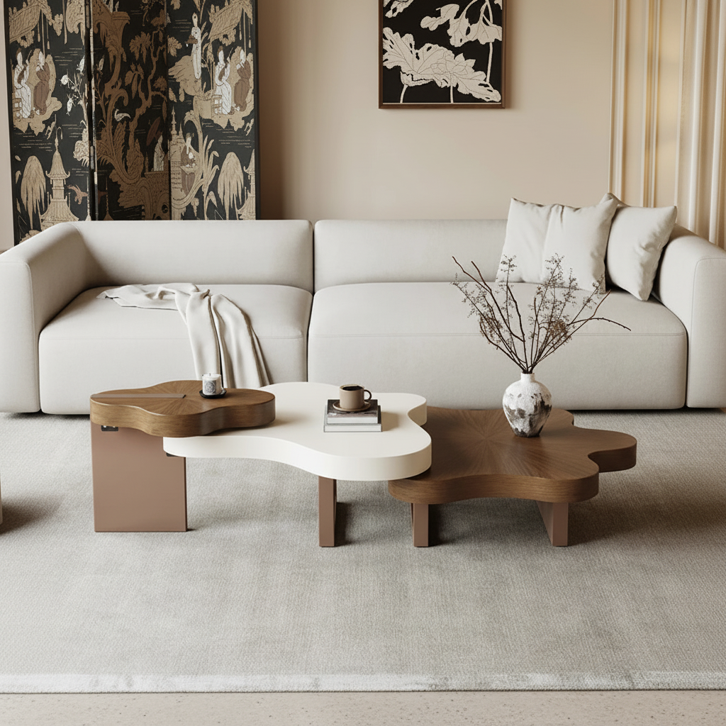 Three-Piece Flower Table – Overhead Diagonal
