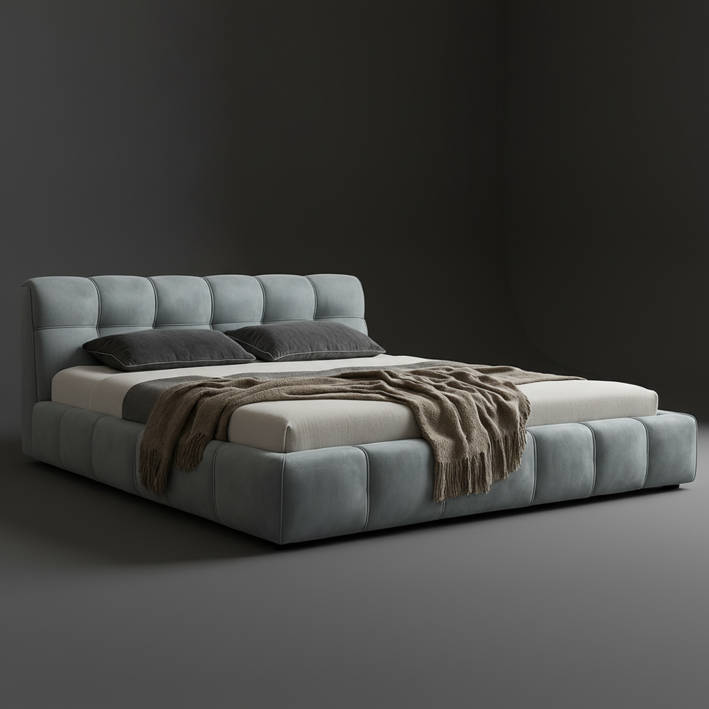 Tufted Bed – Low Angle Dark Studio