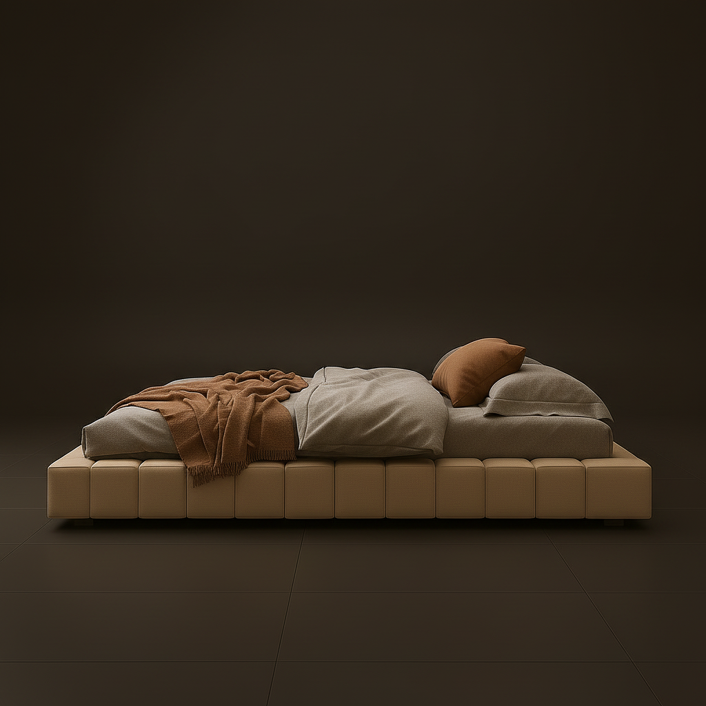 Tufted Platform Bed Side View 1