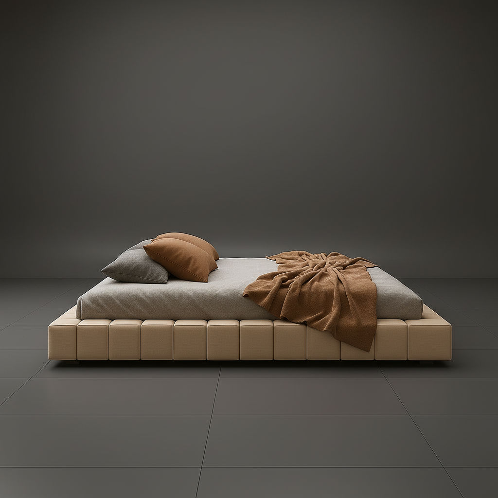 Tufted Platform Bed Side View 2