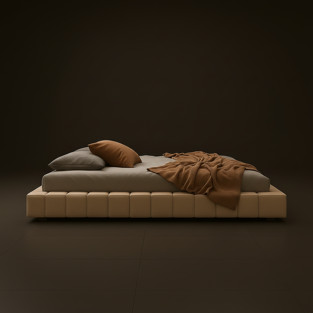 Tufted Platform Bed Side View 3