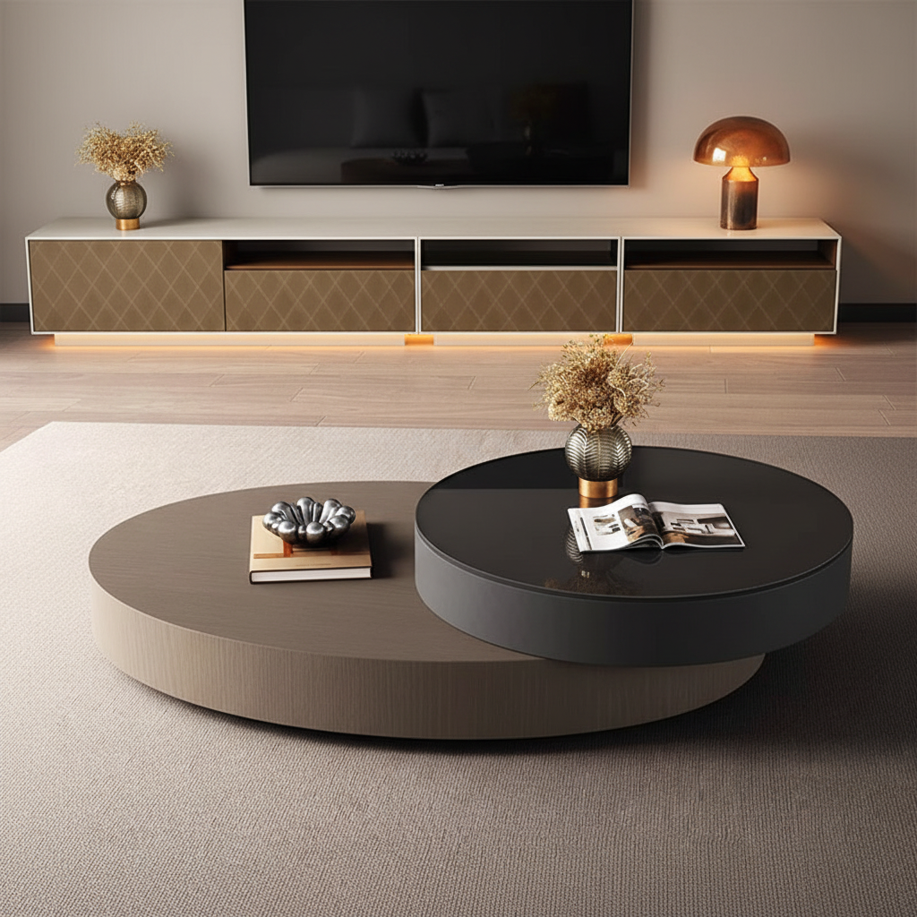 Two-Tone Round Table – Front View