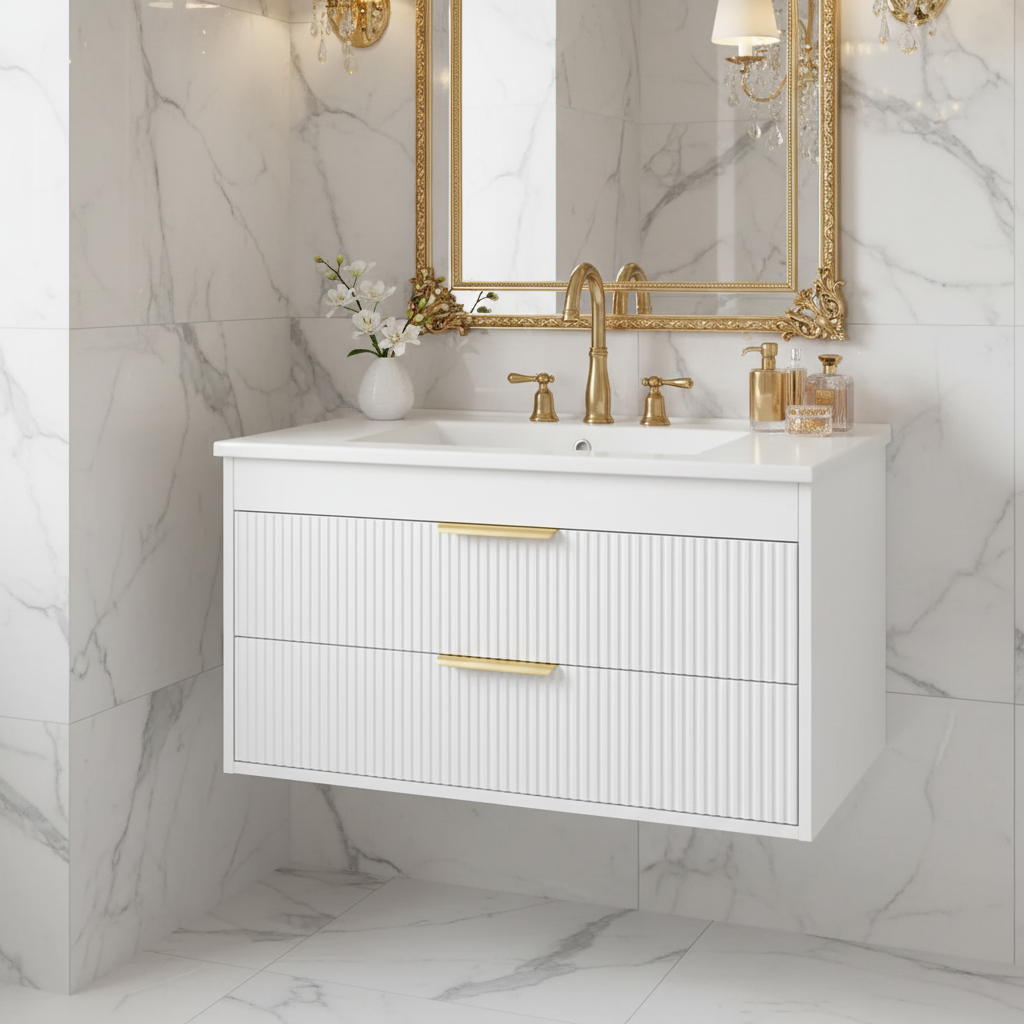 White Fluted Vanity Showcase 3