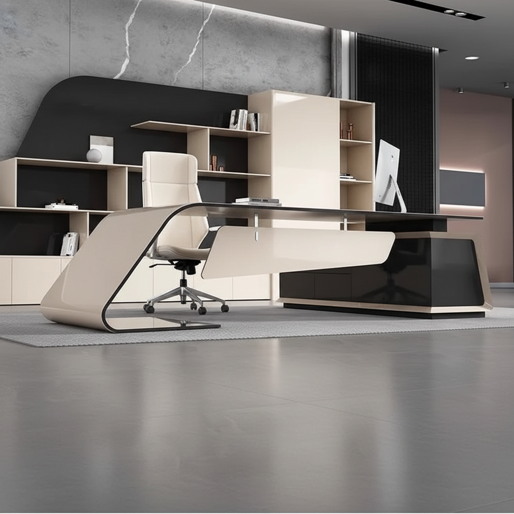 Z-form desk low angle