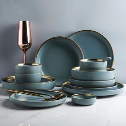 Matte Gilt Rim Dinnerware Set